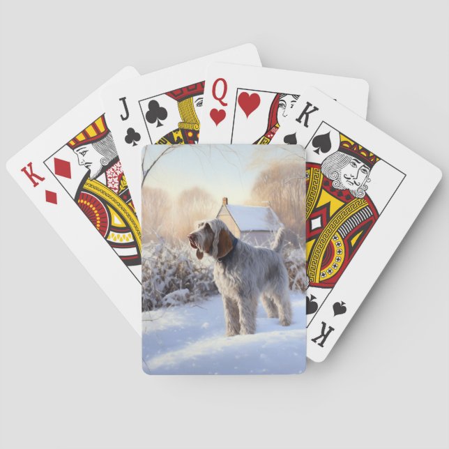 Spinone Italiano Let It Snow Christmas Playing Cards (Back)