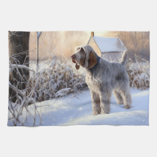 Spinone Italiano Let It Snow Christmas Tea Towel