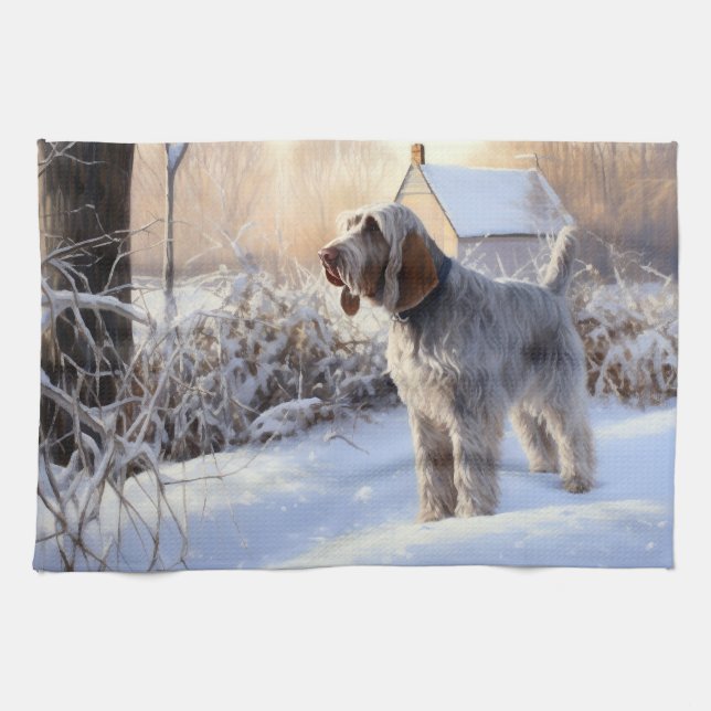 Spinone Italiano Let It Snow Christmas Tea Towel (Horizontal)
