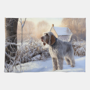 Spinone Italiano Let It Snow Christmas Tea Towel