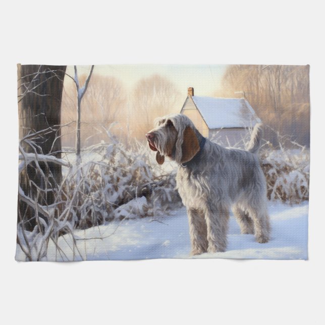 Spinone Italiano Let It Snow Christmas Tea Towel (Horizontal)