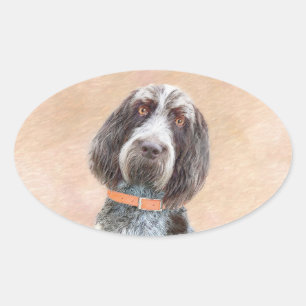 Spinone Italiano Painting - Cute Original Dog Art Oval Sticker