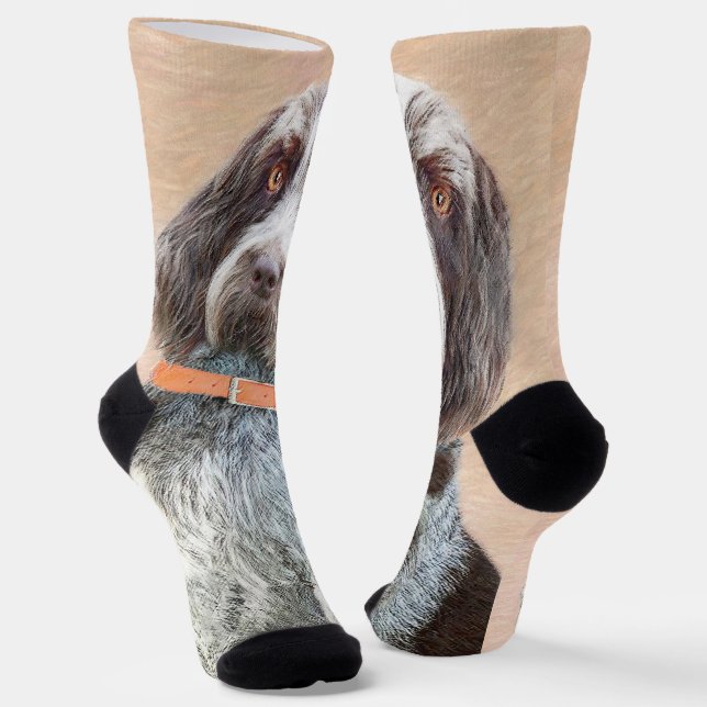 Spinone Italiano Painting - Cute Original Dog Art Socks (Angled)