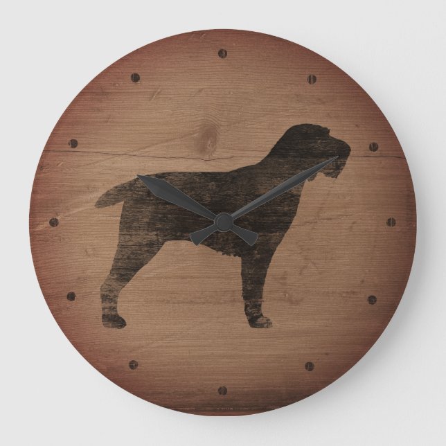 Spinone Italiano Silhouette Rustic Large Clock (Front)