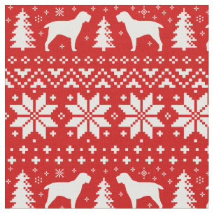 Spinone Italiano Silhouettes Christmas Pattern Red Fabric