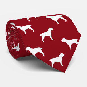 Spinone Italiano Silhouettes Pattern Red and White Tie
