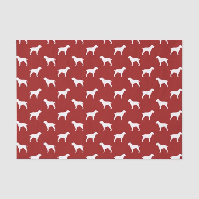 Spinone Italiano Silhouettes Pattern Red Tissue Paper (Front)