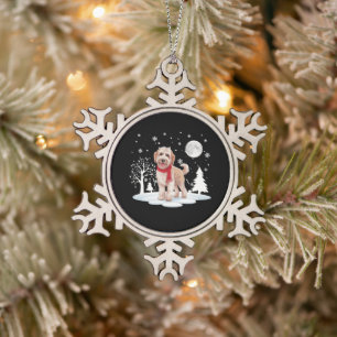 Spinone Italiano Under Moonlight Snow Christmas  Snowflake Pewter Christmas Ornament