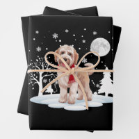 Spinone Italiano Under Moonlight Snow Christmas