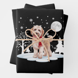 Spinone Italiano Under Moonlight Snow Christmas Wrapping Paper Sheet