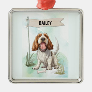 Spinone Italiano Watercolor Personalised Dog Metal Tree Decoration