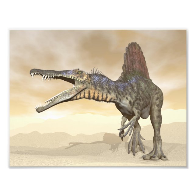 Spinosaurus dinosaur in the desert - 3D render Photo Print (Front)