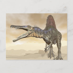Spinosaurus dinosaur in the desert - 3D render Postcard