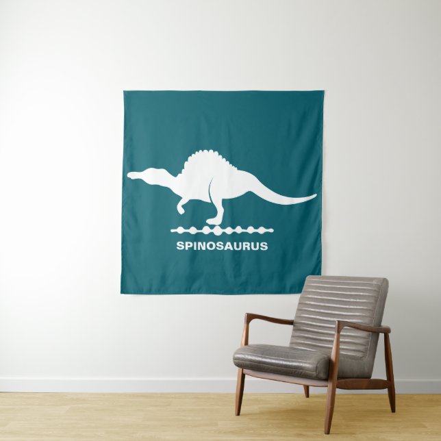 Spinosaurus Dinosaur Silhouette Tapestry (In Situ)
