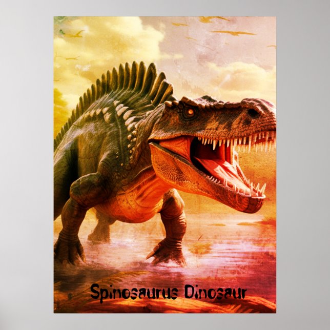 Spinosaurus Dinosaur Vivid Bedroom Wall Poster (Front)