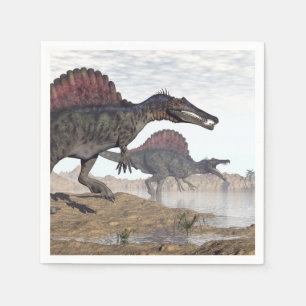 Spinosaurus dinosaurs in desert - 3D render Napkin