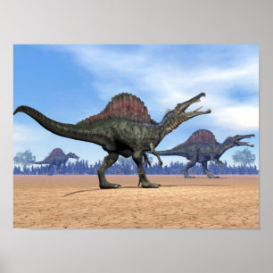Spinosaurus dinosaurs walk - 3D render Poster