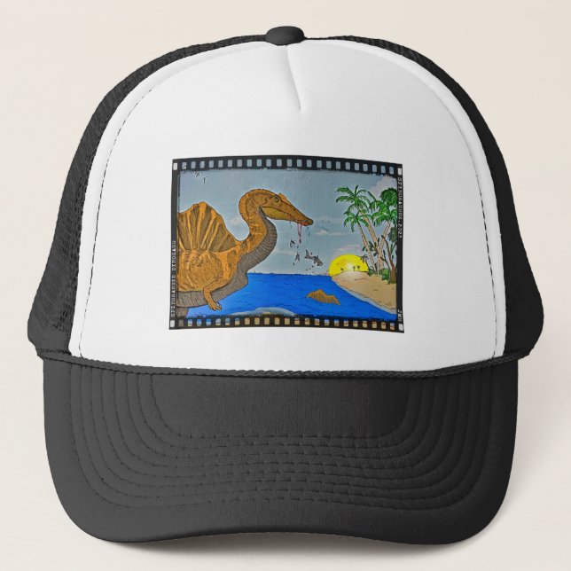 Spinosaurus Film Reel Dinosaur Baseball Hat (Front)