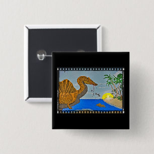 Spinosaurus Film Reel Dinosaur Button Pin