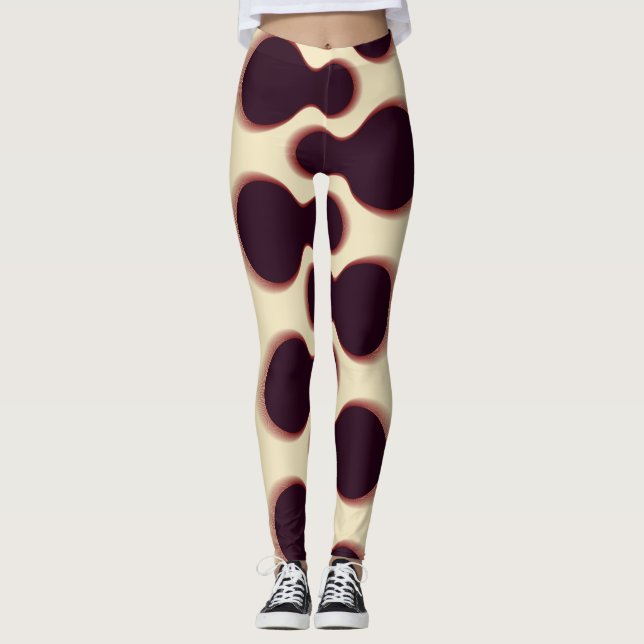 Spiny globular shapes, brown shades pattern. leggings (Front)