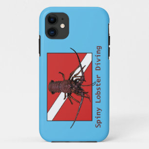 Spiny Lobster Diving with Diver Down Flag URM iPhone 11 Case