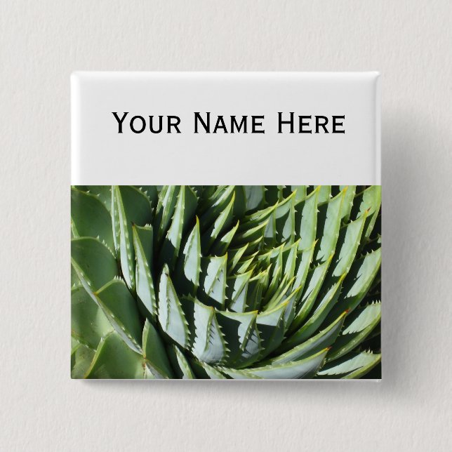 Spiral aloe pin-back button badge (Front)