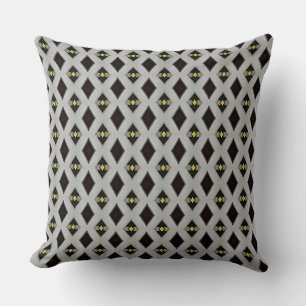 Spiral Black and Grey Diamond of Yellow Star  Cushion