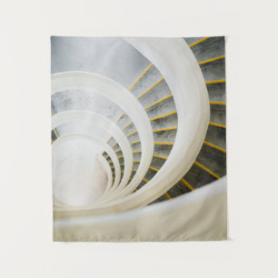 Spiral black and white stairs tapestry