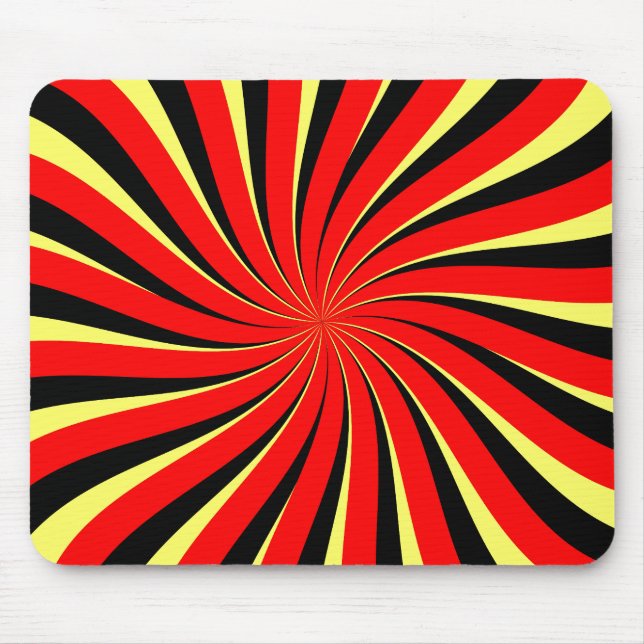 Spiral Black Red Yellow Mouse Mat (Front)