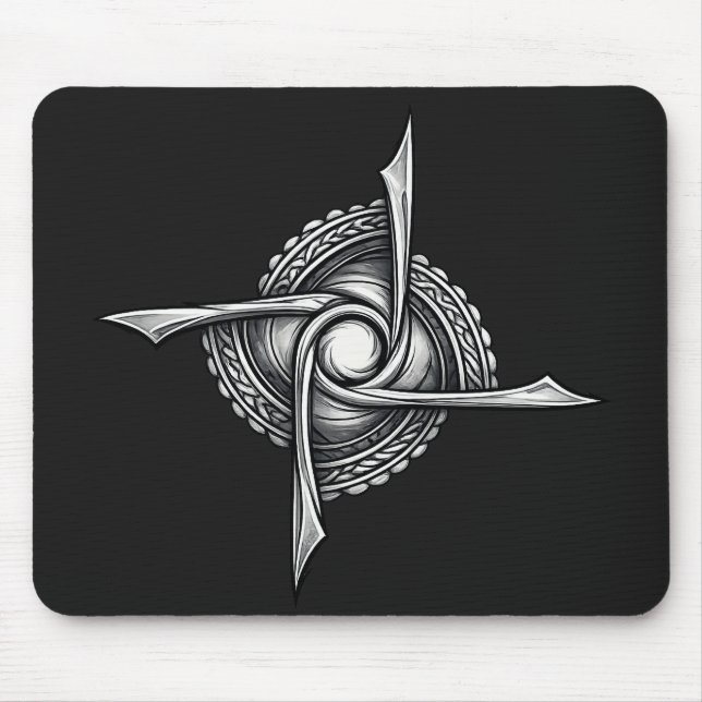 Spiral Blade Sigil – Abstract Rotational Symbol Mouse Mat (Front)