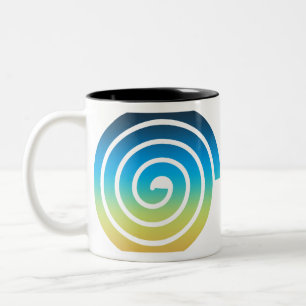 SPIRAL BLUE AND GREEN Two-Tone COFFEE MUG