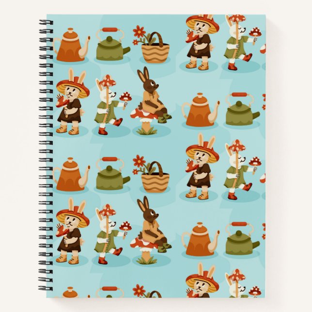 Spiral-bound notebook features a playful pattern (Front)