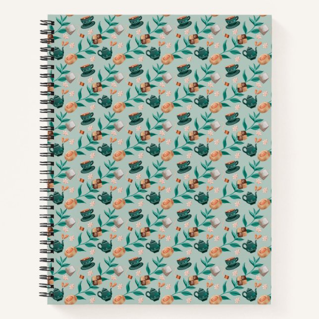 Spiral-bound notebook with a floral pattern (Front)