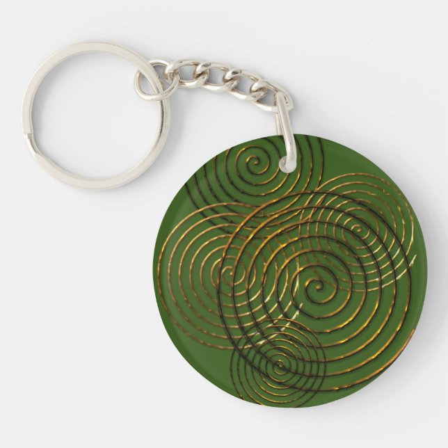 Spiral Celtic symbol gold metallic Key Ring (Front)