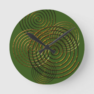 Spiral Celtic symbol gold metallic Round Clock