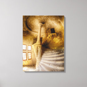 Spiral Chateau Staircase, France Canvas Print