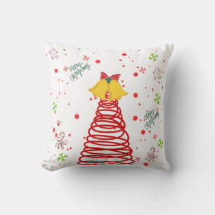 Spiral Christmas Tree and Bells Design Cushion