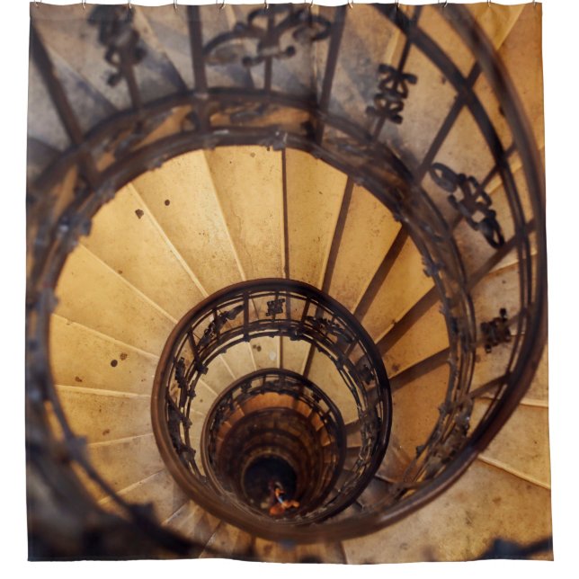 Spiral circle stairs staircase old buildingstairs, shower curtain (Front)