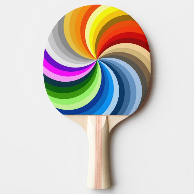 Spiral Colour Wheel Ping Pong Paddle (Front)