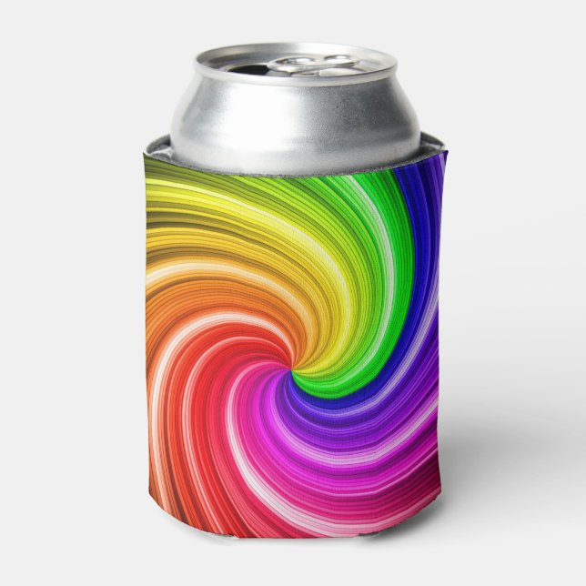 Spiral Colourful Tie Dye Rainbow Swirl Art Pattern Can Cooler (Can Front)