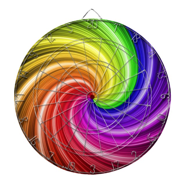 Spiral Colourful Tie Dye Rainbow Swirl Art Pattern Dartboard (Front)