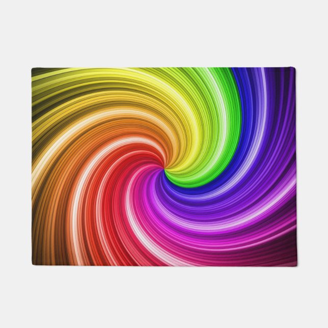 Spiral Colourful Tie Dye Rainbow Swirl Art Pattern Doormat (Front)