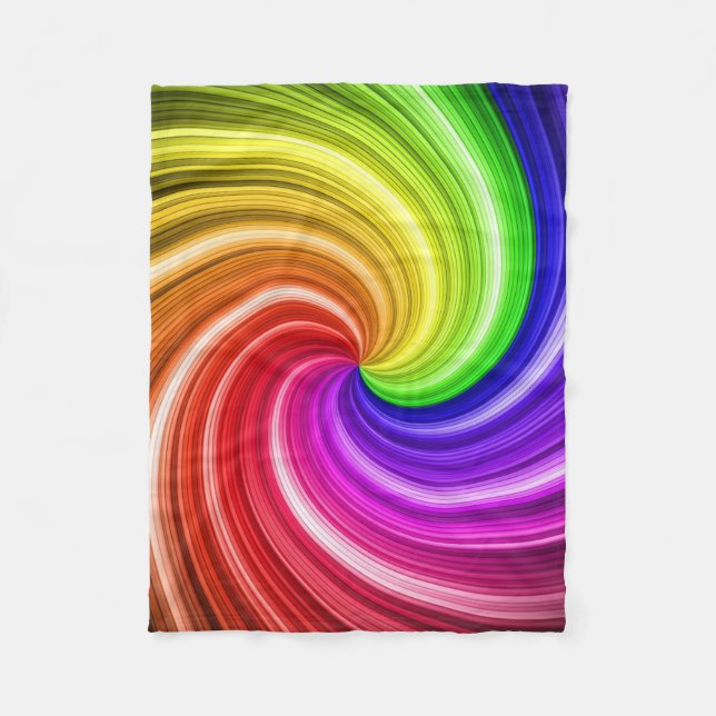Spiral Colourful Tie Dye Rainbow Swirl Art Pattern Fleece Blanket (Front)