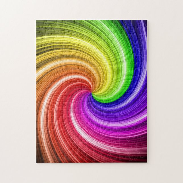 Spiral Colourful Tie Dye Rainbow Swirl Art Pattern Jigsaw Puzzle (Vertical)