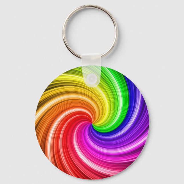 Spiral Colourful Tie Dye Rainbow Swirl Art Pattern Key Ring (Front)
