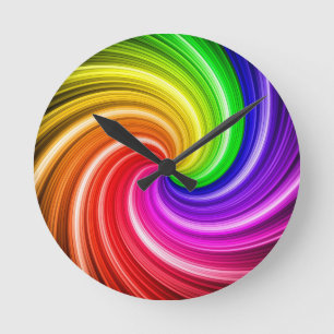 Spiral Colourful Tie Dye Rainbow Swirl Art Pattern Round Clock