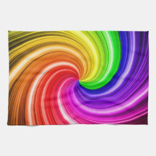 Spiral Colourful Tie Dye Rainbow Swirl Art Pattern Tea Towel