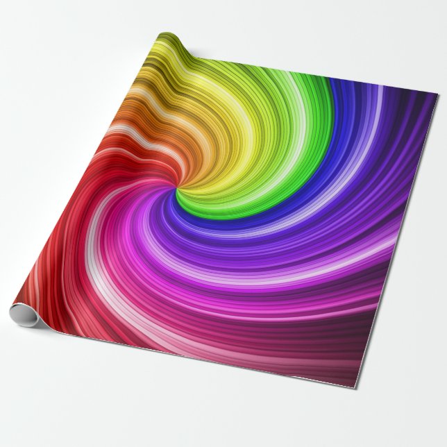 Spiral Colourful Tie Dye Rainbow Swirl Art Pattern Wrapping Paper (Unrolled)