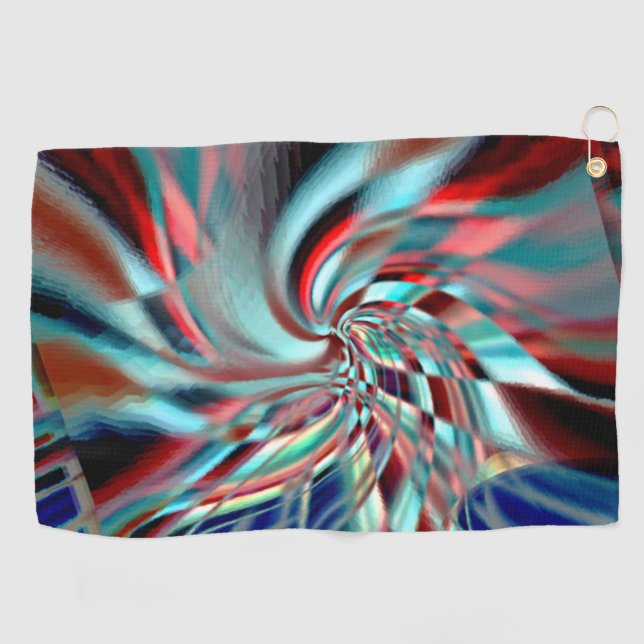 Spiral emerging from an slanted square, soft shiny golf towel (Horizontal)