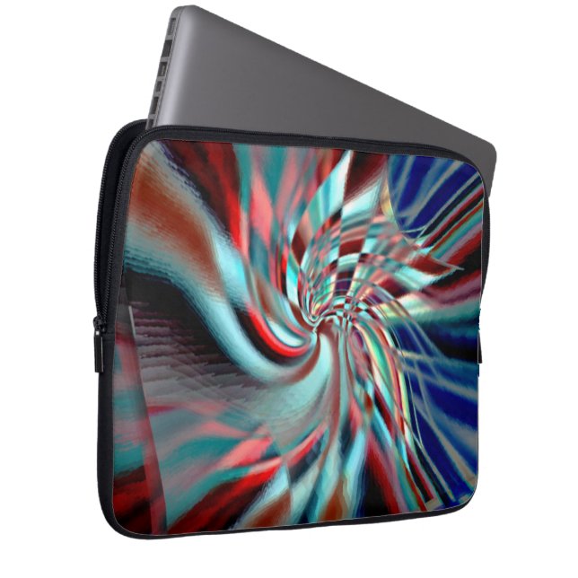 Spiral emerging from an slanted square, soft shiny laptop sleeve (Front Right)